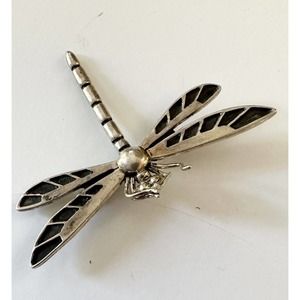 Vintage Dragonfly Pin Brooch 925 Solid Sterling Silver Oxidized